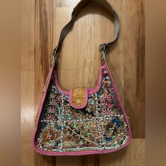 Vintage Girlhood Core Eclectic Boho fully Sequin Beaded Hobo Bag HP 🎉 🎉🥳 - Picture 9 of 17